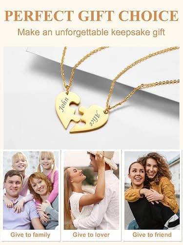 Custom4U 1-6 Pieces Heart Puzzle Jigsaw Necklace,Birthstone Pendant Set,Personalised Family/Friendship/Bff/Couple Jewelry Gift for Women Girls Mum Dad Fathers Day Mothers Day Valentines Day Birthday Christmas(with Gift Box) thumbnail 7