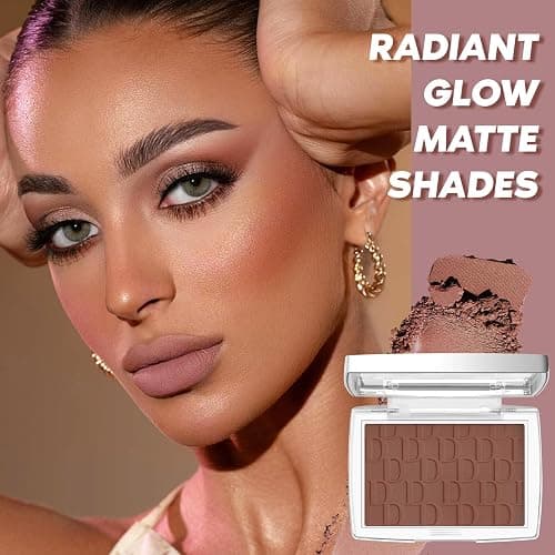 LYBHDAFA Mahogany Blush Powder Blush for Cheeks with Brush, Matte Blush Palette Blush Powder Face Blusher, Natural Blendable Formula Silky Lightweight Makeup Blush Rubores de Maquillaje, 020# thumbnail 3