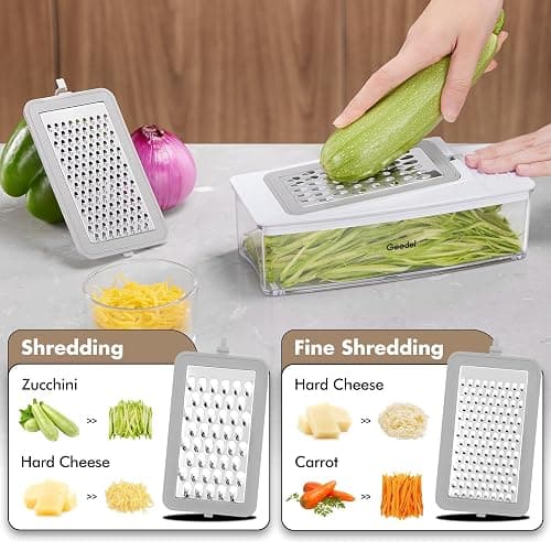 Geedel Vegetable Cutter, Onion Cutter Pro Food Chopper, Kitchen Vegetable Slicer Dicer Cutter Grater, Veggie Chopper with container for Salad Onion Potato Carrot (4 in 1, White) thumbnail 3