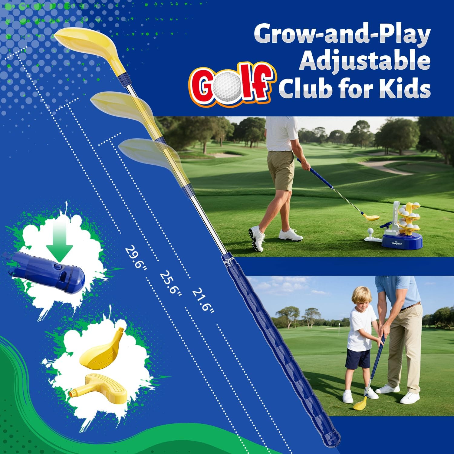 Eagle Stone Kids Golf Toys Set Outdoor Lawn Sport Toy with 15pcs Training Golf Balls & Clubs Equipment, Indoor Exercise Game, Portable Outside Yard Active Gifts for 3 4 5 6 7 8 Year Olds Boys Girls thumbnail 4