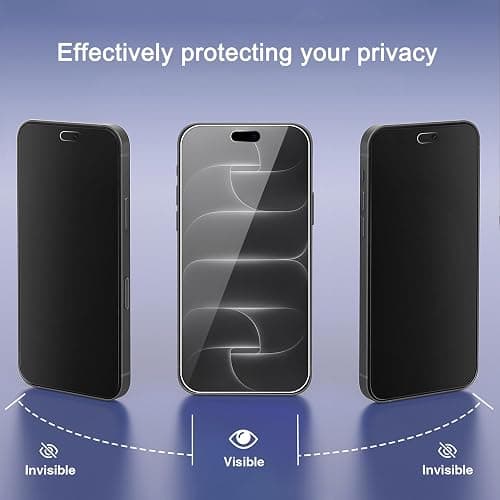 Ailun Privacy Screen Protector+Camera Lens Protector for iPhone 18 Pro | 3+3 Pack, 6.3 inch, Tempered Glass, Installation Frame, Dynamic Island Compatible, Anti Spy Private thumbnail 2