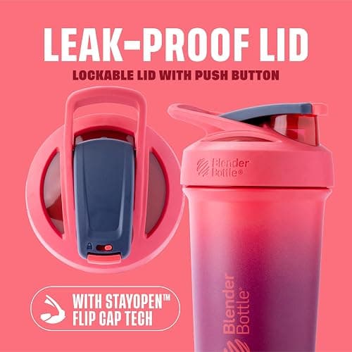 BlenderBottle Sport Sleek Insulated Stainless Steel Shaker Bottle with Wire Whisk, 25-Ounce, Sangria Ombre – Protein Shakes & Hydration for Athletes & Fitness Enthusiasts, Easy Mixing, Slim Easy to Hold, Keeps Drinks Cold, Lockable Lid thumbnail 2