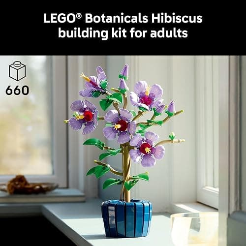 LEGO Botanicals Hibiscus Flower Building Set - Artificial Plant & Flower Building Blocks for Women & Men, Ages 18+ - Home, Office Decor Gift Idea - 10372 thumbnail 2