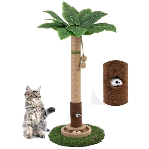 Woochpet Cat Scratching Post 35'' Tall Cat Scratcher Tree Tower Scratching Posts for Indoor Cats with Cat Toy Mouse Hole and Interactive Wooden Ball for Kittens Adults Cats thumbnail 2