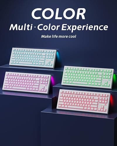 ZORNHER ZH870 Wireless Gaming Mechanical Keyboard,80% White Custom Creamy Sound Keyboard with Lighted Up White Topographic Keycaps,Creamy Sounding Linear Switches,Hot-Swappable,RGB Backlit thumbnail 9