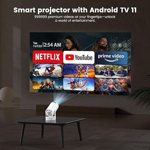 Mini Portable Projector with 4K Support, Bluetooth 5.4 WIFI6, 5watt Sound Base Speaker, 160 ANSI, Android 11, 210° Rotation , Auto Keystone Correction Video Projector HY300 ULTRA - HY300 ULTRA thumbnail 3