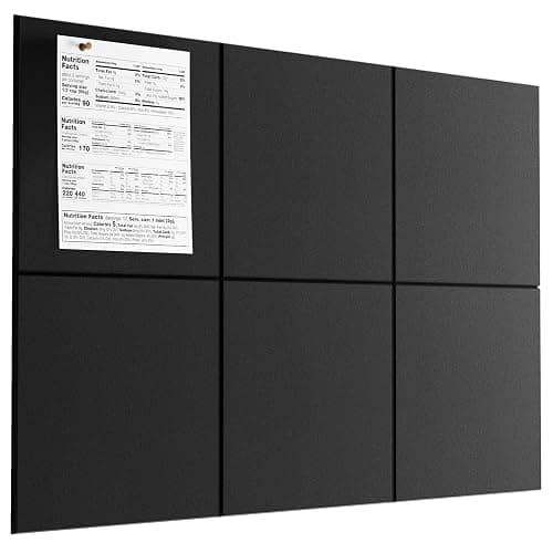 MaxGear Large Cork Board for Wall 36" x 24", Black Bulletin Board, 6 Pack Felt Wall Tiles with Pushpins, Cork Boards for Office Pin Board Tack Board Cork Boards - Image 1