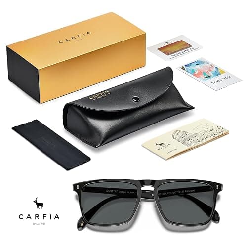 CARFIA Retro Polarized Sunglasses for Men UV Protection Hand-crafted Acetate Frame Fashion Cool Sun Glasses CA53572 thumbnail 7