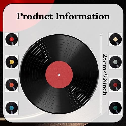 8Pcs Vinyl Record Wall Decor Poster for Christmas, 9in Self Adhesive Vinyl Fake Record Music Decor Album Posters Records Wall Decoration for Music Party Studio Home Walls Decorations Made By Cardboard thumbnail 3