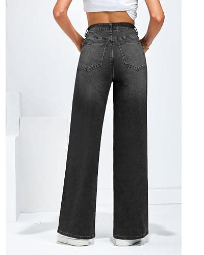 GRAPENT Wide Leg Jeans for Women Trendy High Waisted Stretchy Denim Pants 90s Baggy Jeans Trouser Jeans with Pockets thumbnail 2