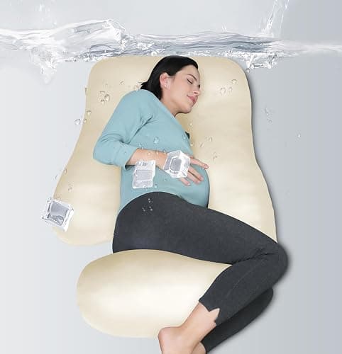 MOON PARK Pregnancy Pillows for Sleeping - U Shaped Full Body Maternity Pillow with Removable Cover - Support for Back, Legs, Belly, HIPS - 57 Inch - Ivory - Cooling Cover - Image 1