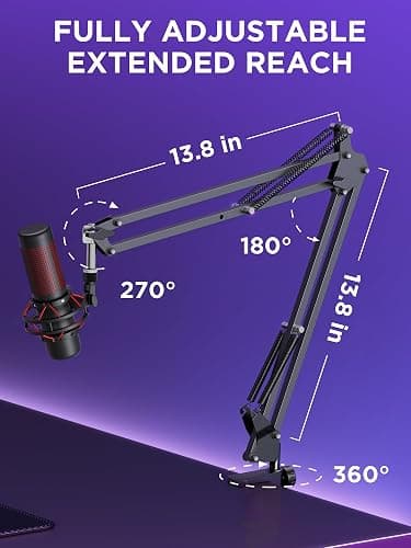 InnoGear Boom Arm Microphone Mic Stand for Blue Yeti HyperX QuadCast SoloCast Snowball Fifine Shure SM7B and other Mic, Medium thumbnail 5