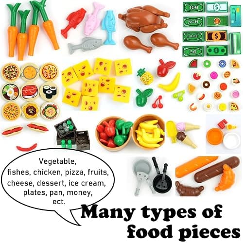 BroTex 200+pcs Food Building Blocks Accessories, City Friends Kitchen Bricks Sets, DIY Restaurant Picnic Building kit Compatible All Major Brands thumbnail 3