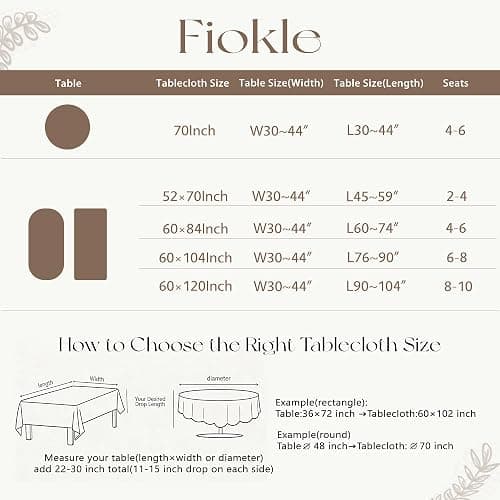 Fiokle Gingham Ruffled Tablecloth Rectangle Cotton Style, Taupe 52x70 | Farmhouse Checkered Table Cloth, Washable Shrinkle & Wrinkle Free Plaid Table Cover for Dinner, Holiday, Party thumbnail 7