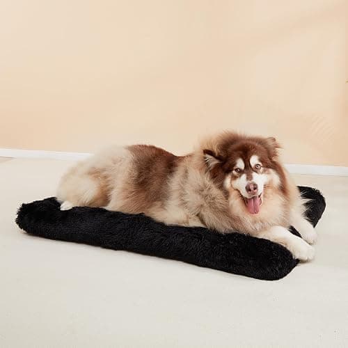 EHEYCIGA Calming Dog Crate Bed XL Extra Large, Washable Anti Anxiety Dog Pet Bed, Fluffy Dog Pillow Mat with Anti-Slip Bottom, Black, 41.3"x27.5"x3.5" thumbnail 9