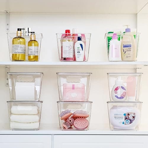 Vtopmart 6 Pack Clear Stackable Storage Bins with Lids, Large Plastic Containers with Handle for Pantry Organizer and Storage,Perfect for Bathroom,Cabinet,Kitchen,Fridge,Closet Organization thumbnail 5