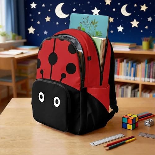 Puxucrazy Ladybug Backpack for Girls Kids Bookbag for School 17 Inch Large Capacity School Bag with Adjustable Strap for Preschool Kindergarten Daypack Age 6-8 thumbnail 2