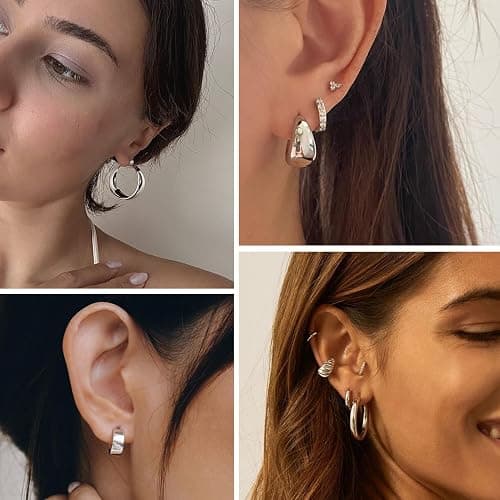 36 Pairs Gold Hoop Earrings Set for Women, Fashion Chunky Gold Hoop Earrings Multipack, Hypoallergenic Pearl Chain Twisted Statement Earring Pack for Birthday Party Jewelry thumbnail 2