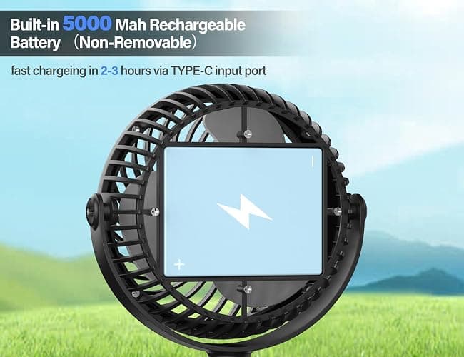 Rechargeable Golf Cart Fan Compatible with EZGO Club Car Yamaha Clip on Fan with Flexible Tripod, 360° Rotatable, 20Hrs Work, 3 Speed Battery Operated for Golf Cart Golf Palyer Summer Essential thumbnail 5