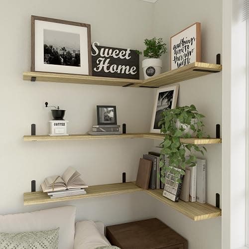 WOPITUES Wood Floating Shelves Set of 6, 24 inch Long Floating Shelves for Wall Decor, Farmhouse Shelf for Bedroom, Bathroom Storage Shelves, Book Shelves for Living Room - Rustic Brown thumbnail 5