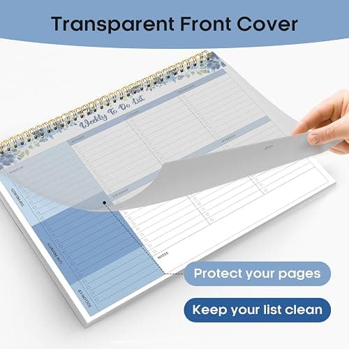 Taja Weekly To Do List Notepad with 52 Undated Sheets（8.5"×11"）- Weekly Desk Planner for Women & Man, Work and Home - 1 Pack Azure Bloom thumbnail 4