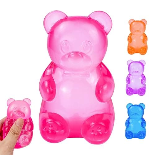 Gummy Bear Squishy, Stress Bear Taba Squishy, Taba Squishy Toys for Kids, Stress Balls Valentines Day Gifts Birthday Gifts Party Favors-Rosy - Image 1