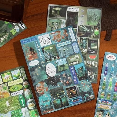 990PCS Japanese Stickers for Scrapbooking Supplies, 30 Sheets Retro Life Themed Kawaii Japanese Sticker Book for Journaling, Junk Journal Supplies, Planner, DIY Crafts (Frost) thumbnail 5