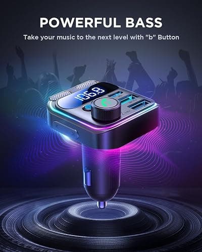JOYROOM Bluetooth 5.4 FM Transmitter Car Adapter 81W (PD 45W & 36W) [Dual Mics] [Light Switch] [HiFi Bass Sound] [Fast Charging] Wireless Music Adapter Hands-Free Calling LED Display Support USB Drive thumbnail 3