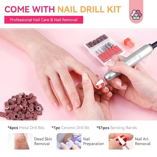 SAVILAND Acrylic Nail Kit with Drill: Professional Acrylic Nail Set for Beginners with Everything U V Light 3 Colors Gel Polish Decorations Nails Tools for Home Salon Use Christmas Gift Set thumbnail 5