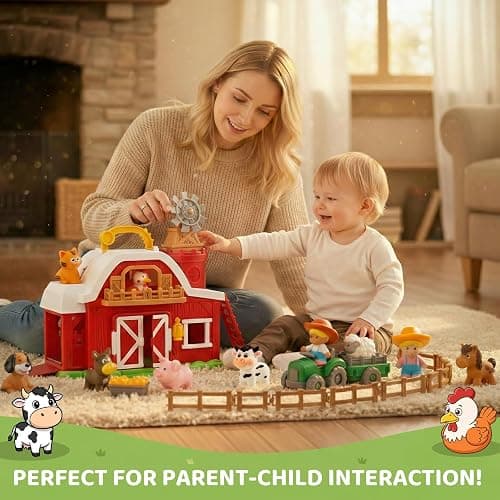 30-Piece Upgraded Farm Animal Big Barn Playset Gifts for Toddlers Christmas | Montessori Learning Toys for 18 Months Olds Girls Boys|Pretend Animal with Tractor Birthday Gifts for 2 Years thumbnail 6