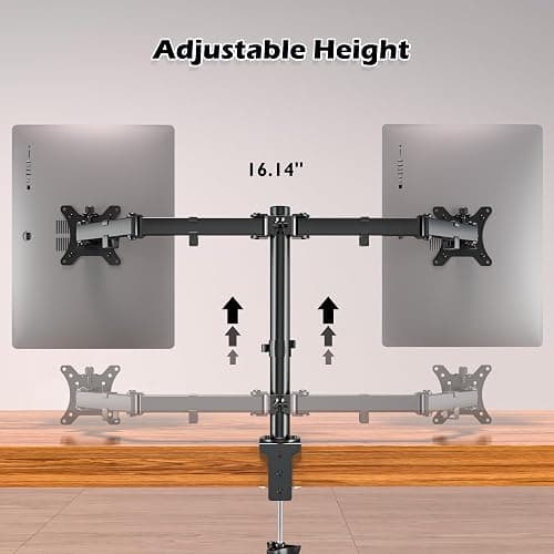 BONTEC PC 2 Monitor Stand for 13-32 Inch Monitors, Height Adjustable PC Monitor Arm, Tilt, Rotatable and Swivel, Maximum Load of 10 kg per arm, 2 Mounting Options, VESA 75/100 thumbnail 6
