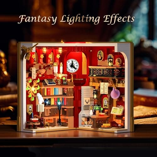 INSOON Magic Booknook 3.6mm Mini Building Set with LED Light | DIY Book Nook Building Kit for Bookshelf & Home Decor, 1015 PCS Miniature Building Block for Adults Boys Girls Age 8+ thumbnail 2