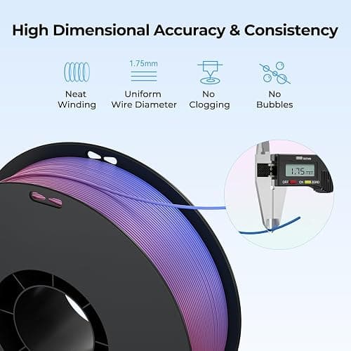 Creality 3D Printer Filament 1.75mm, Rainbow Upgrade PLA+ Filament Strong Toughness No-Tangling Vacuum Packaging 3D Printing Filament Fit Most 3D Printers, 1kg Spool, Accuracy +/- 0.02mm, Multi-Color thumbnail 3