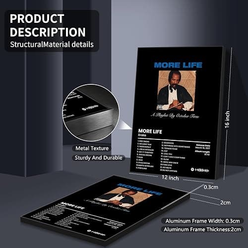 Anslivle Drake Album Cover Poster, Framed 3-Piece Drake Music Posters, Hip Hop Poster, HypeBeast Album Print 12x16in thumbnail 6