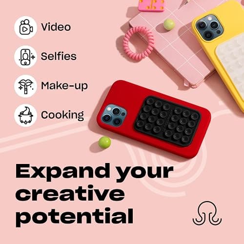 OCTOBUDDY Classic - Silicone Suction Phone Case Adhesive Mount - Hands-Free, Strong Grip Holder for Selfies & Videos - iPhone & Android Compatible - 2.25″ x 3.25″, Darth Vader thumbnail 5