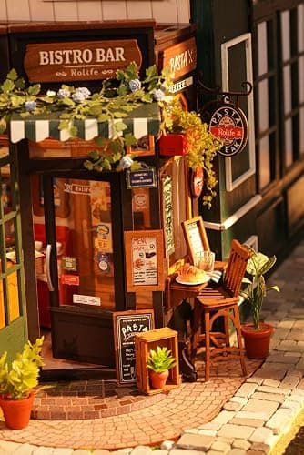 Rowood Miniature House Kits for Adults,Mother's Day DIY Mini House Building Kit,Wooden Dollhouse Kit with LED for Adults Beginners as Birthday (Tipsy Restaurant) thumbnail 6