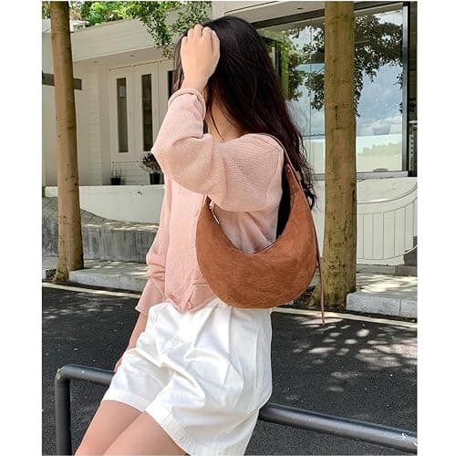 Suede Tote Bag for Women Vintage Purse Shoulder Bag Adjustable Handbags Office Work Bags thumbnail 2