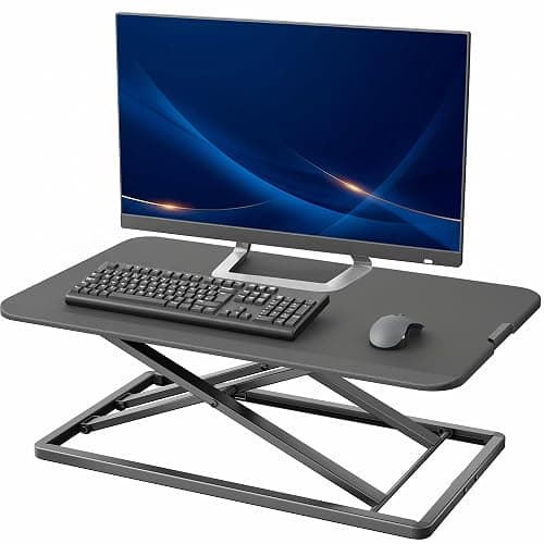 VIVO Economy Single Top Height Adjustable 29 inch Standing Desk Converter, Sit Stand Tabletop Monitor and Laptop Riser Platform Workstation, DESK-V000U - Image 1
