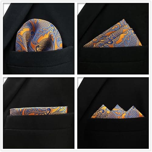 SHLAX&WING 5 Pieces Assorted Mens Silk Pocket Square Set Handkerchiefs thumbnail 5