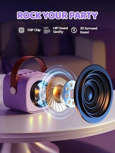 YLL Mini Karaoke Machine for Kids Adults, Bluetooth Speaker with 2 Wireless Microphones, TOP Christmas Birthday Gifts Toys for Girls Ages 3, 4, 5, 6, 7, 8, 9,10,11,12+ Years Old Toddler(Purple-3 Mics) thumbnail 2