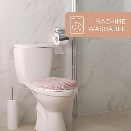 TOWN & COUNTRY EVERYDAY Ultra Plush Solid Tufted Toilet Lid Cover, Soft and Absorbent, Non-Slip Cover, Machine Washable, Blush, 18"x19" thumbnail 4