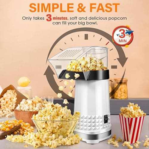 Oil-Free Popcorn Machine – Quick Popcorn in 2-3 Minutes, 4.5 Quart thumbnail 3