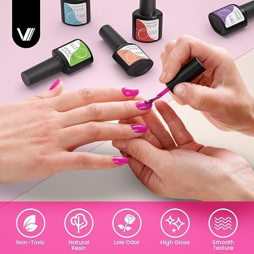 VANREESA 24 PCS Gel Nail Polish Set Spring Summer Colours Pink Blue Green Gel Polish Set Soak Off U V Nail Polish Kit with Base and Top Coat Nail Varnish DIY at Home Gifts for Women thumbnail 3
