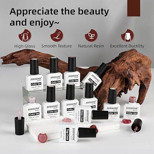 JODSONE 10 Colors Gel Nail Polish Set with Base Coat & Top Coat White Pink Purple and Red Gel Polish for All Seasons Girl's Holiday Gift thumbnail 7