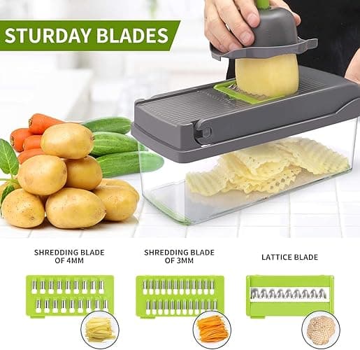 Tirana 19 in 1 Vegetable Chopper Box Onion Chopper Salad Chopper Food Dicer Mandoline Vegetable Slicer Mandolin Slicer Onion Cutter thumbnail 8