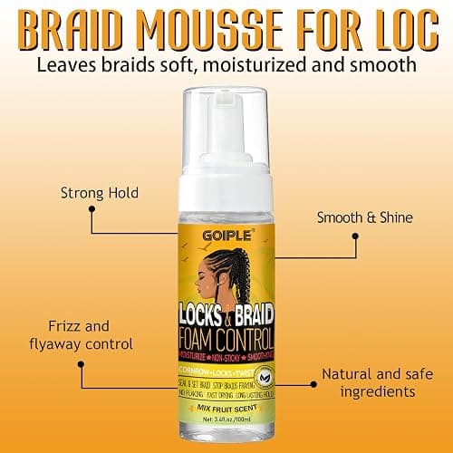 Strong Hold Braid Gel Braid Mousse Tames Frizz Smoothing Gel Good for Twist, Locs, Braids, Cornrows Extra Hold Braiding Gel & Edge Control (Hair Oil Edge Control Hair Combs Hair Bonnet) thumbnail 2