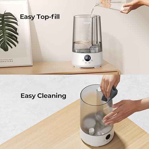 Homvana Humidifiers for Bedroom Home, 3.6 L Cool Mist Top-Fill 34H Super Long Time, Quiet 16dB, Baby Humidifier, Oil Diffuser Large, Plants, Nursery, Office BPA FREE, 7 Color Light (Grey) thumbnail 7