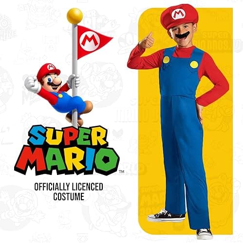 Nintendo Super Mario Costume, Officially Licensed Super Mario Brothers Boys Costume - Large/10-12 - Costume thumbnail 2