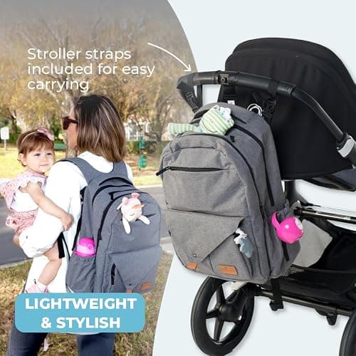 Primo Passi Baby Diaper Bag Travel Backpack with Insulated Pockets, Wipes Case, Changing Pad, and Stroller Straps (Pertutti) thumbnail 7