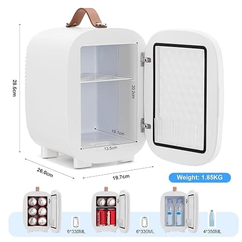 Enventor Mini Fridge 4 Litre/ 6 Can, AC+12V DC Power, Portable Cooler & Warmer, Small Fridge for Bedrooms, Car, Skincare, Fruit and Drinks, White thumbnail 2